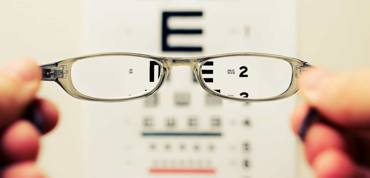 Eye chart seen clearly through glasses