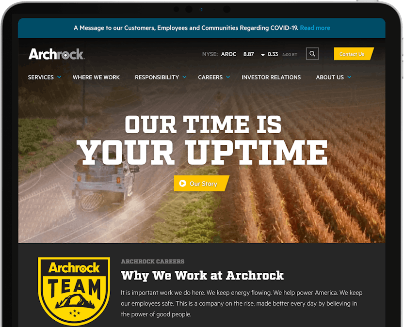 Archrock homepage in iPad